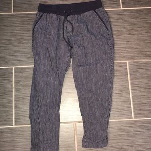 Petite Athleta blue and white striped joggers